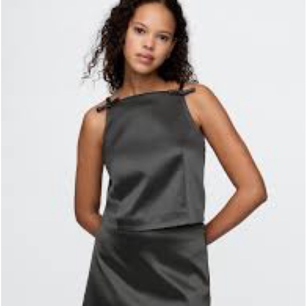 gap thick satin bow tank black XL